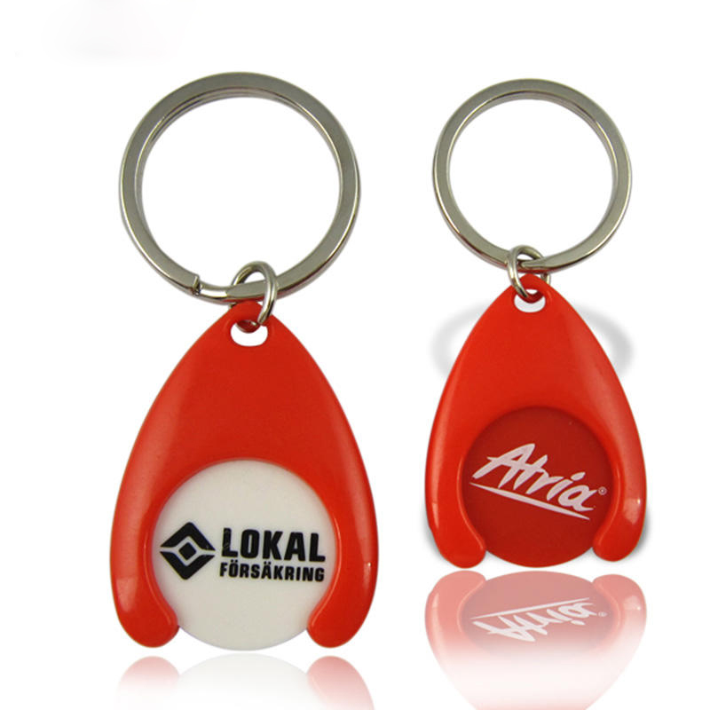 Custom Sublimation Trolley Token Insert Coin Key Chain Holder Plastic Keyring