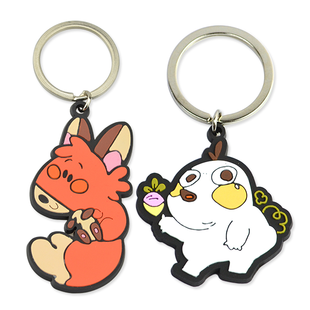 Fashionable 2D Animal Soft PVC Key Chains Custom Logo Cartoon Key Rings For Promotion