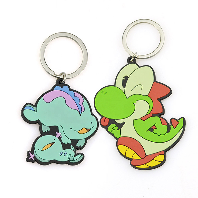 Fashionable 2D Animal Soft PVC Key Chains Custom Logo Cartoon Key Rings For Promotion