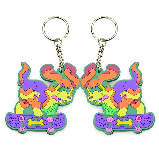 Fashionable 2D Animal Soft PVC Key Chains Custom Logo Cartoon Key Rings For Promotion