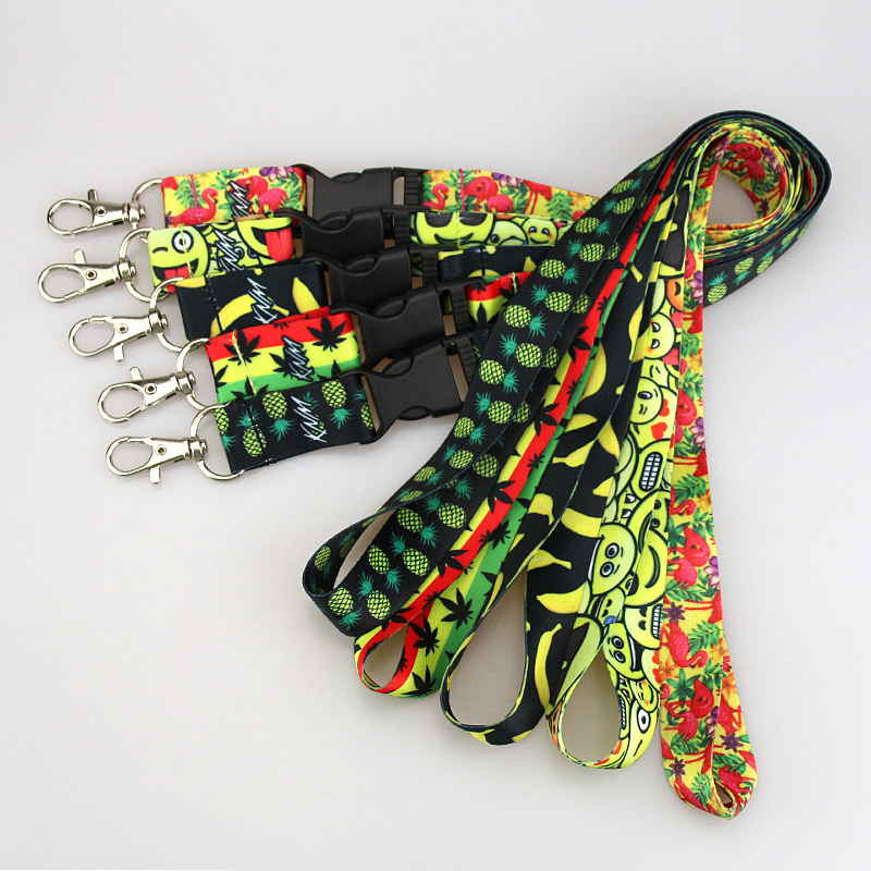 Wholesale Thermal Transfer Long Neck Lanyard Keychain With Safety Buckle