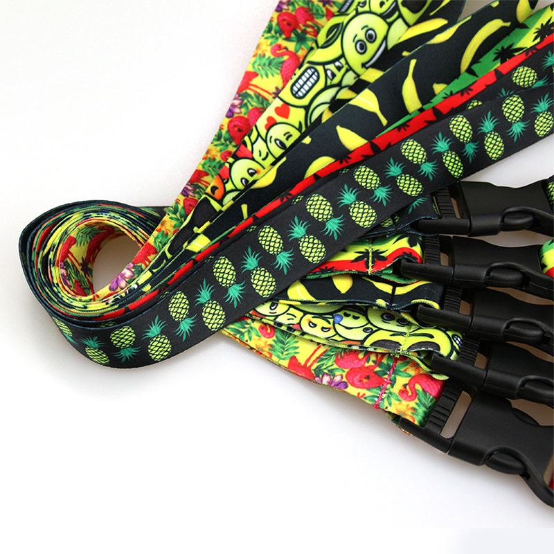 Wholesale Thermal Transfer Long Neck Lanyard Keychain With Safety Buckle