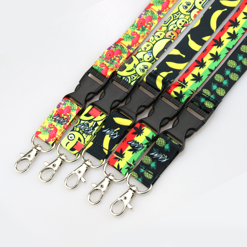 Wholesale Thermal Transfer Long Neck Lanyard Keychain With Safety Buckle