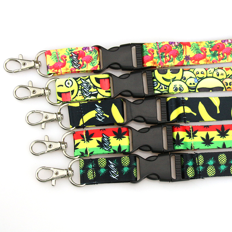 Wholesale Thermal Transfer Long Neck Lanyard Keychain With Safety Buckle