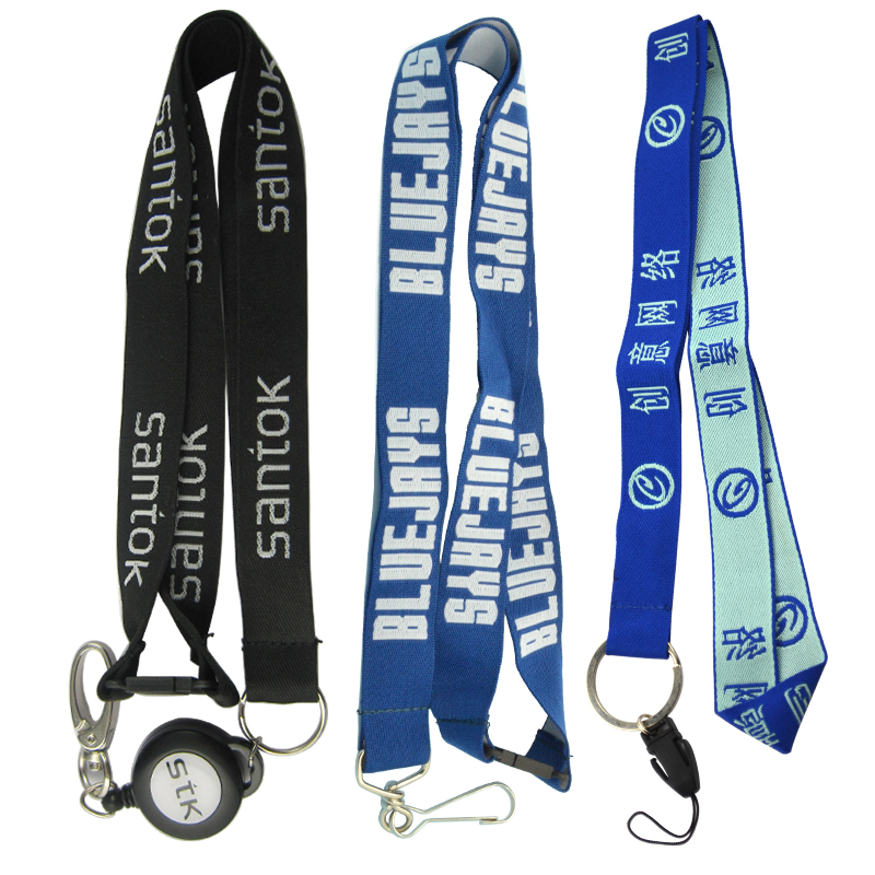 Personalized Luxury Woven Keychain Lanyards Nylon Neck Lanyard With Metal Clip