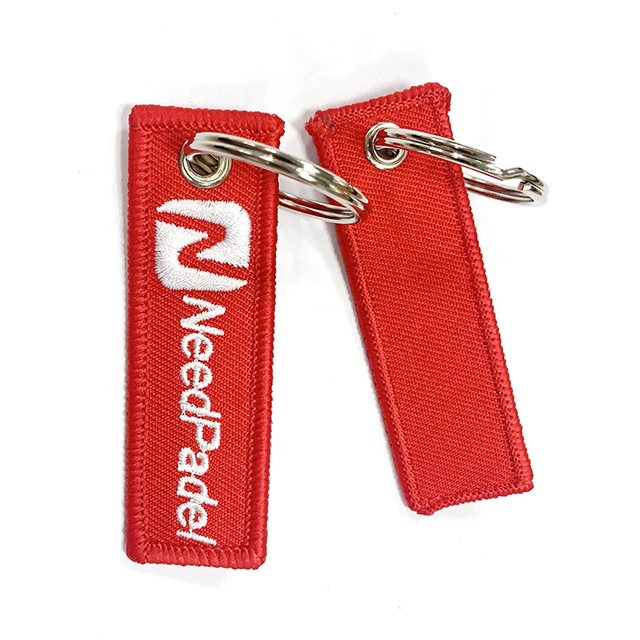 Personalized Embroidery Keychain Custom Letter Logo Woven Fabric Key Tag Embroidered Key Ring