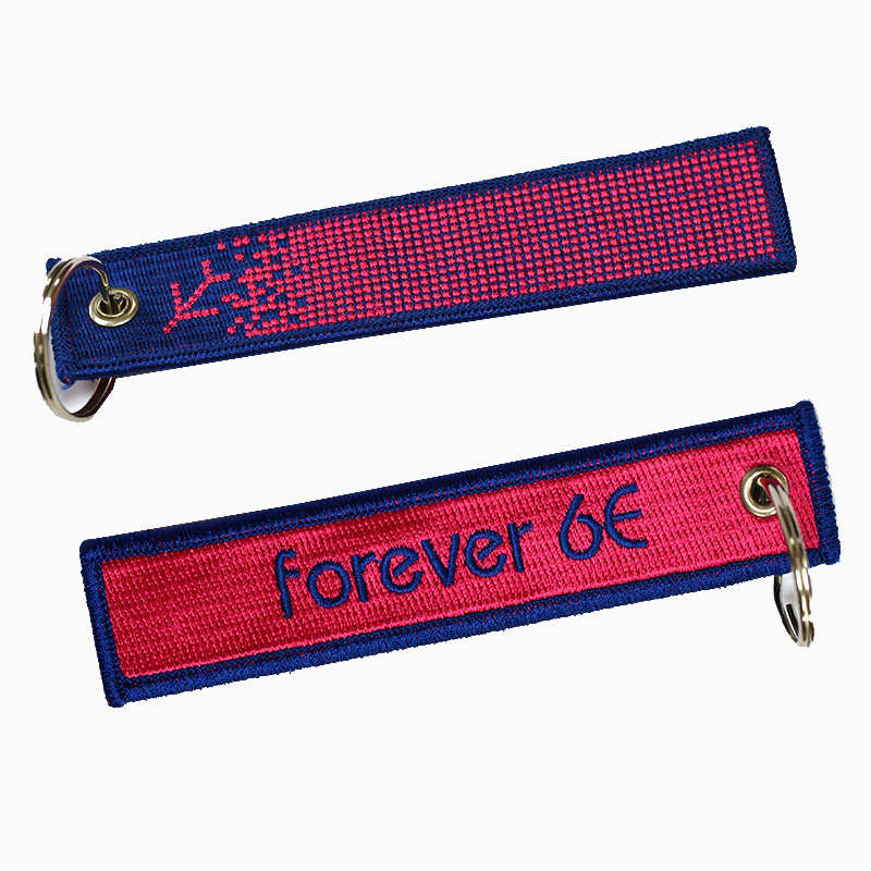 Custom Double Sides Car Keyring Fabric Embroidered Keychain Patch Key Chains