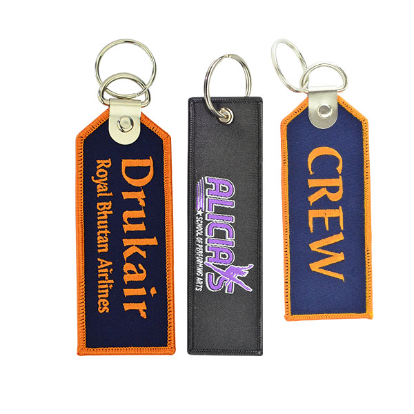 Personalized Custom Black Embroidery Jet Tags Embroidered Name Key chain