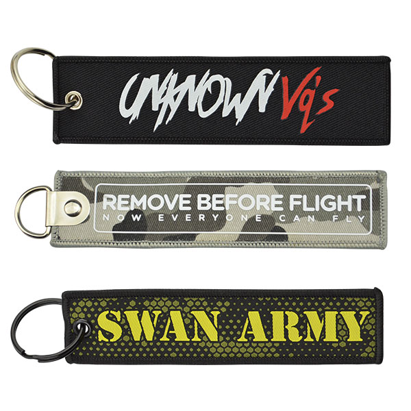 Wholesale Anime Embroidered Keychain Custom Double-side Logo Woven Tag Fabric