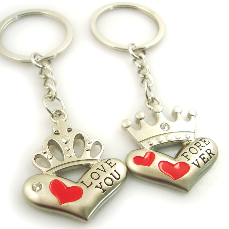 Wholesale Promotional Metal Cute Heart Keychain Couple Keyrings Custom Logo