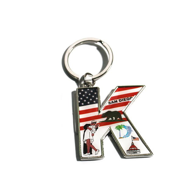 Factory Wholesale Custom Metal Key Chain Letter Keychain Enamel Keyring