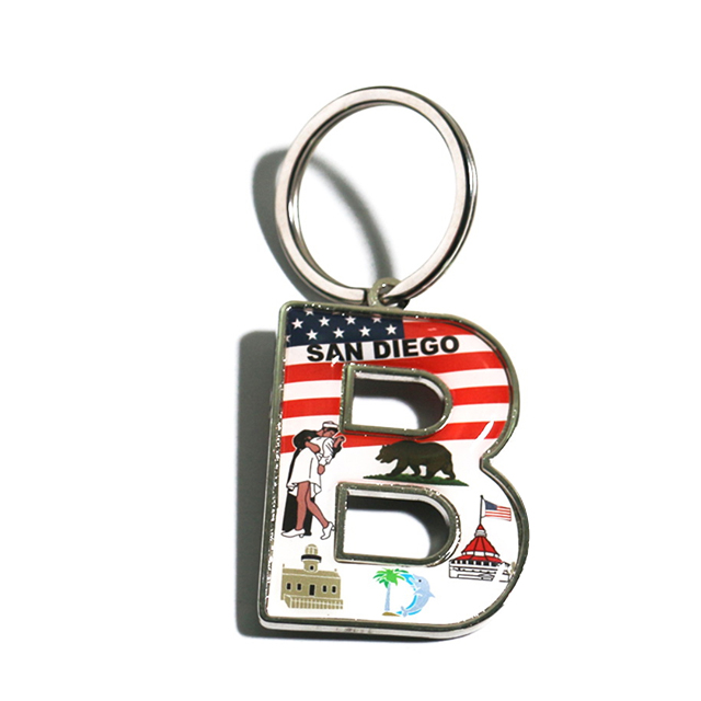 Factory Wholesale Custom Metal Key Chain Letter Keychain Enamel Keyring