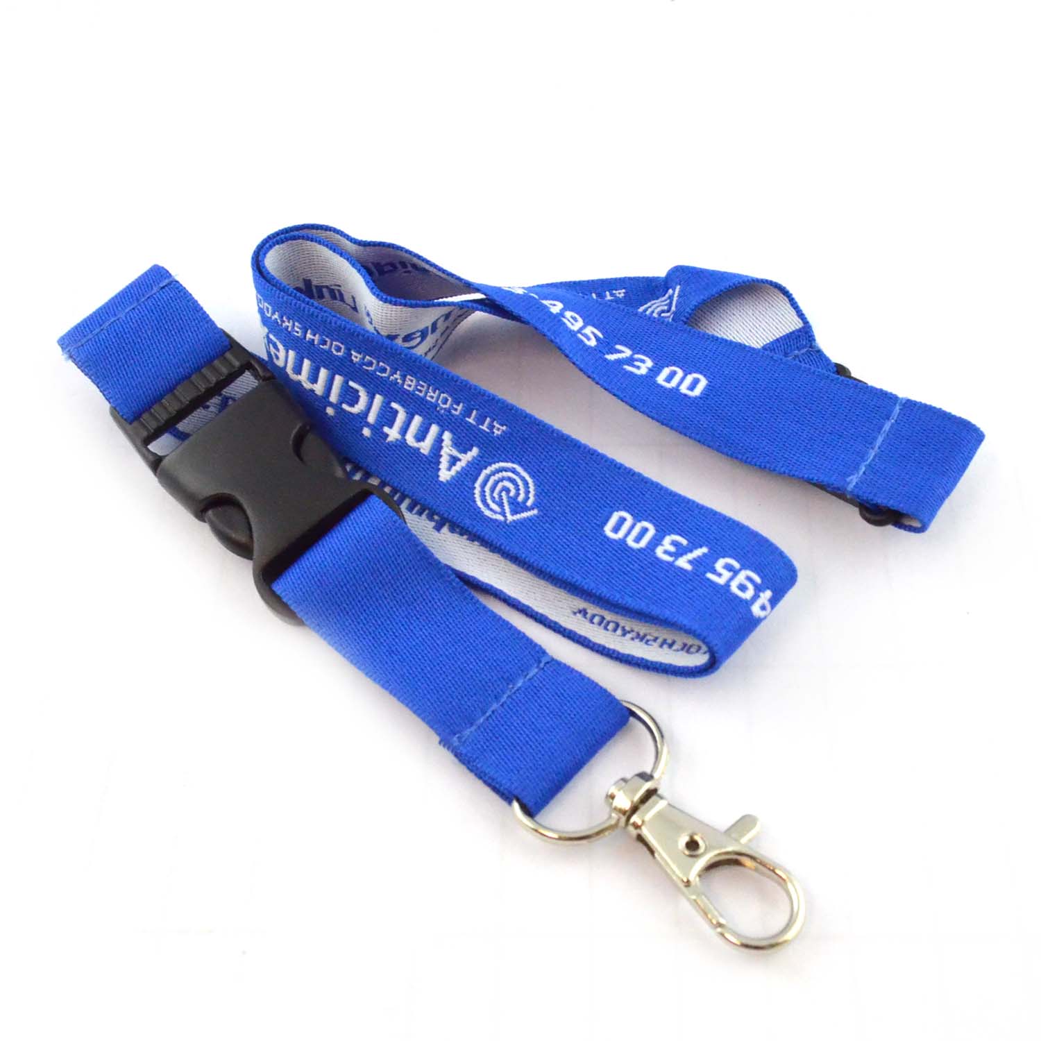 Custom Logo Woven Embroidery Lanyard Keychain Double Side Lanyards Keychains