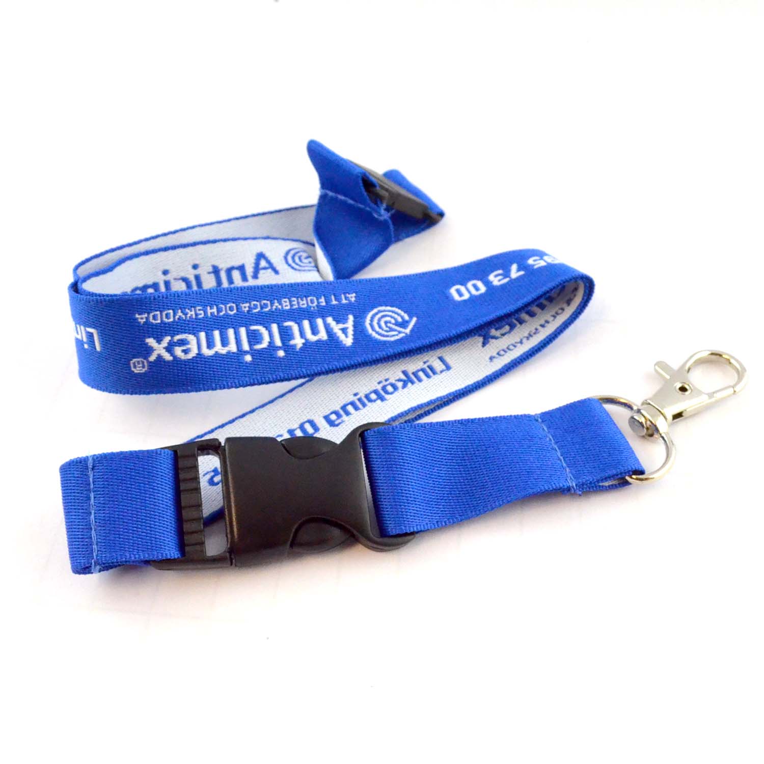 Custom Logo Woven Embroidery Lanyard Keychain Double Side Lanyards Keychains