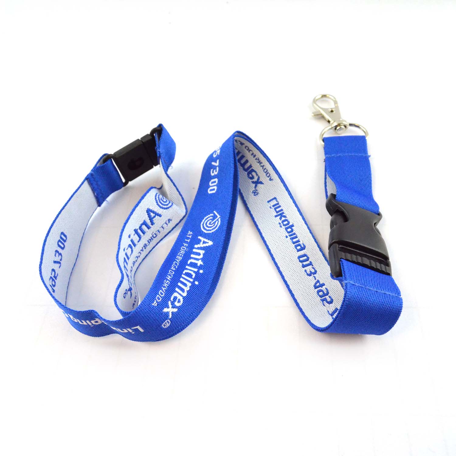 Custom Logo Woven Embroidery Lanyard Keychain Double Side Lanyards Keychains