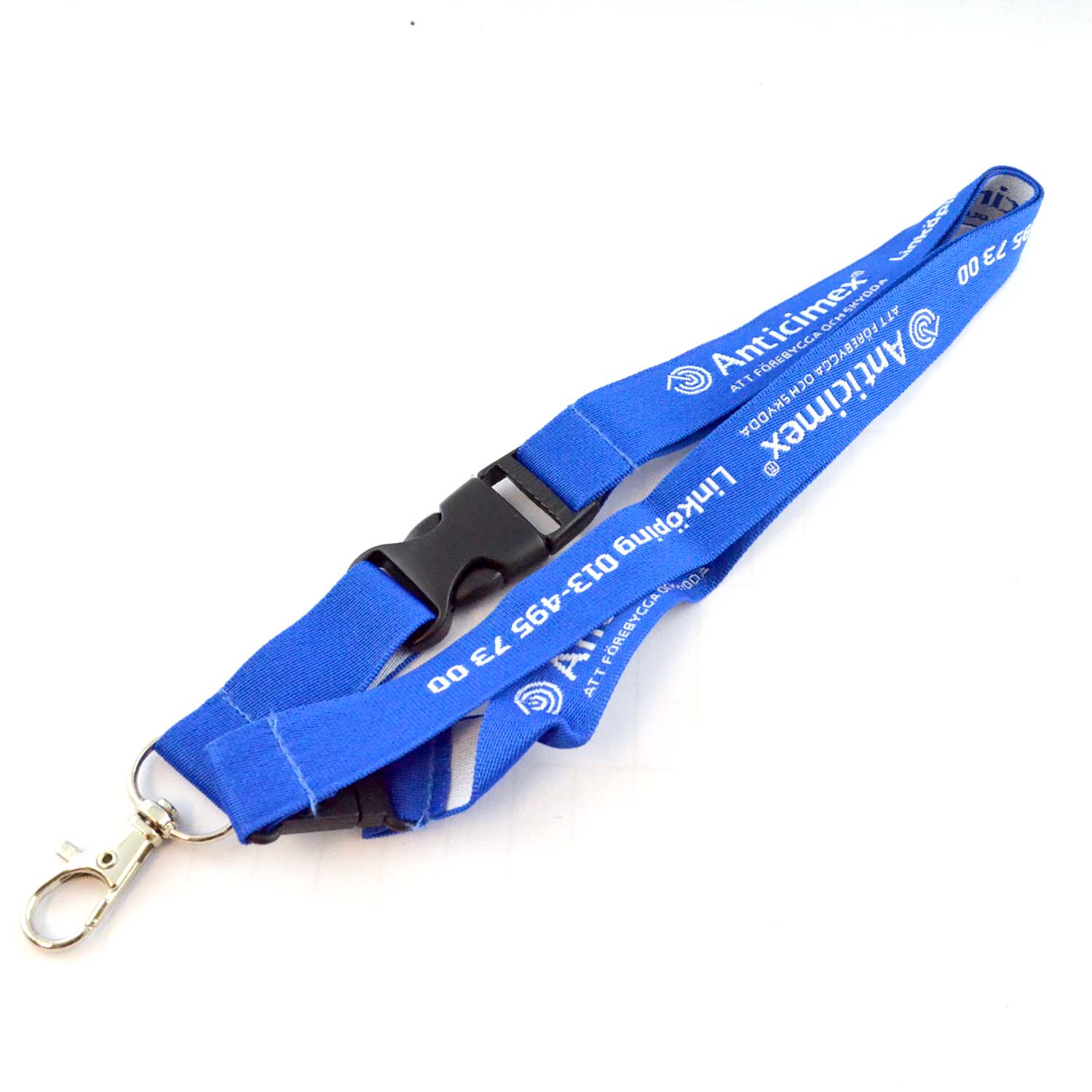 Custom Logo Woven Embroidery Lanyard Keychain Double Side Lanyards Keychains