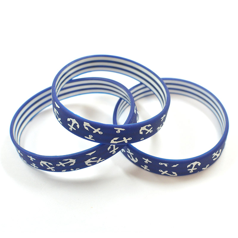 Personalized Creative Bracelets Silicone Rubber Horizontal Layers With Logo