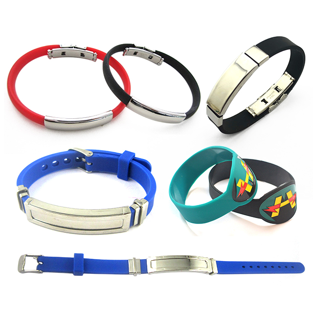 High Quality Custom Silicone Bracelet Metal Handmade Rubber Wristband Promotional