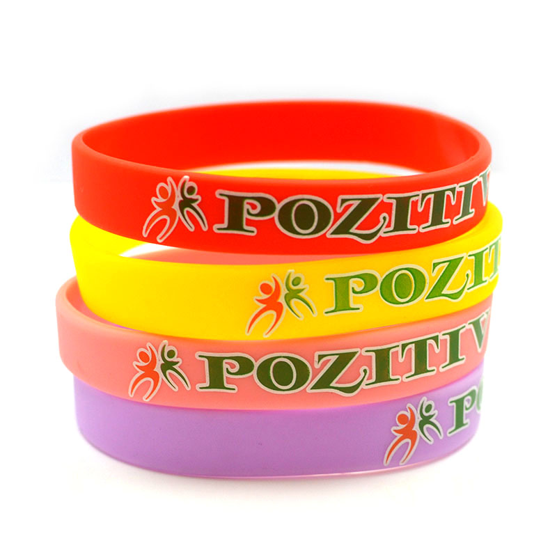 Customized Logo Silk Printed Silicon Bracelets Wrist Band For Sports