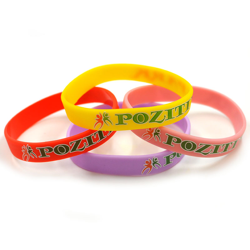 Customized Logo Silk Printed Silicon Bracelets Wrist Band For Sports