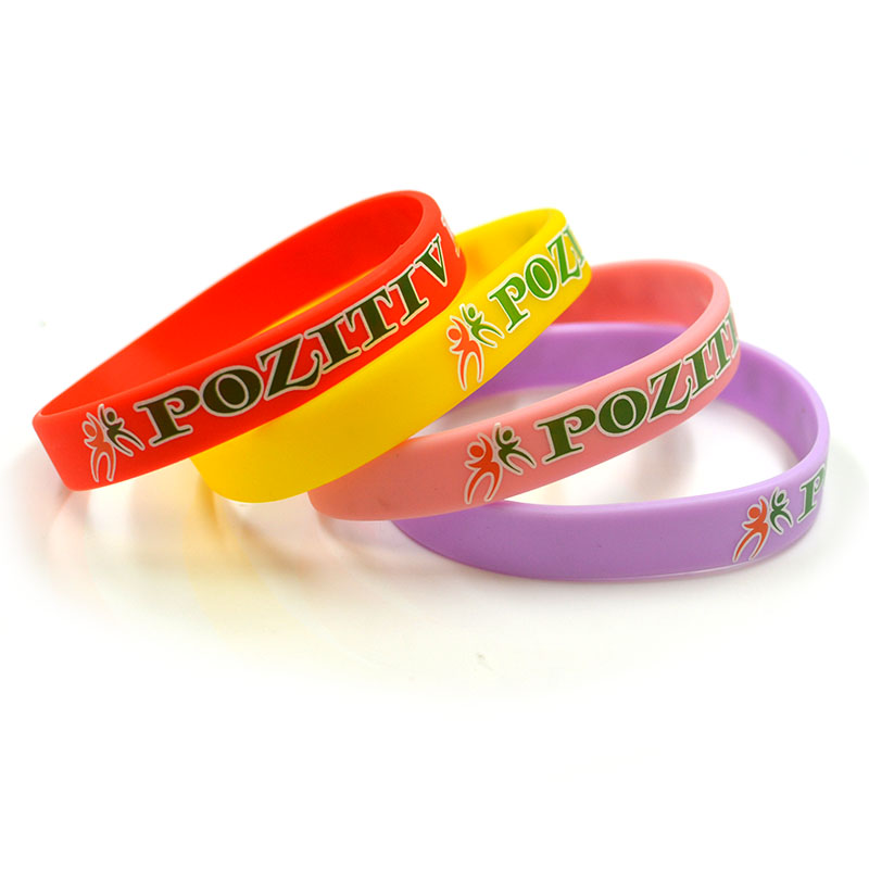 Customized Logo Silk Printed Silicon Bracelets Wrist Band For Sports