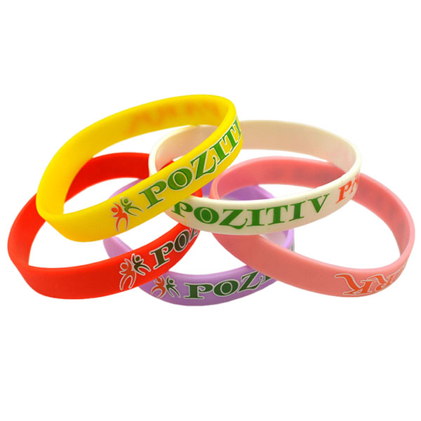 Customized Logo Silk Printed Silicon Bracelets Wrist Band For Sports