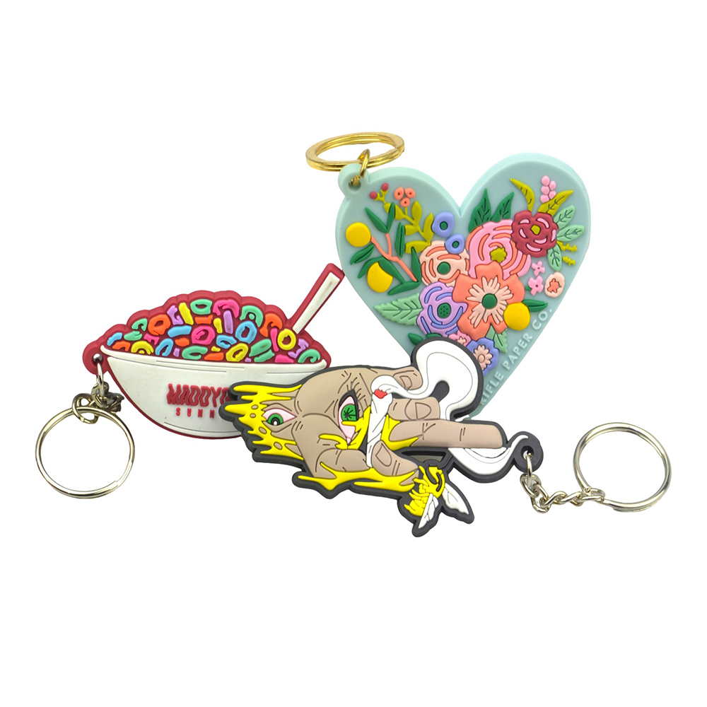 Wholesale Keychains Holder PVC Custom Logo Design Souvenir Gifts 2D 3D Key Ring