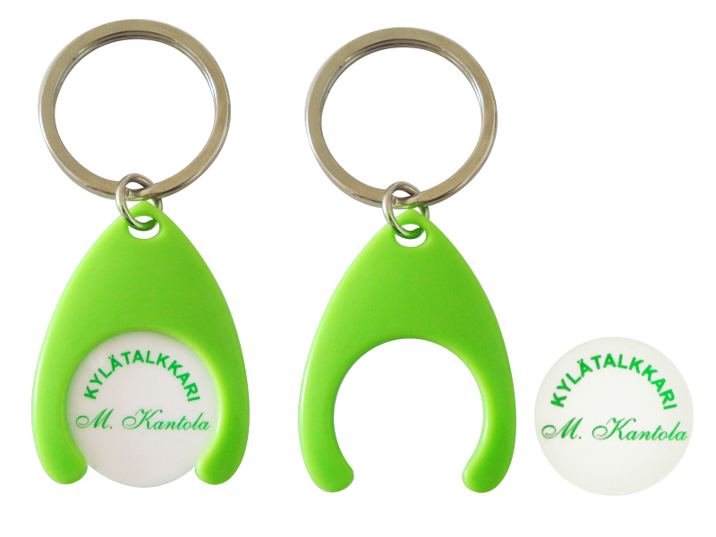 Factory Direct Sale Customized Logo Trolley Coins Keychain Super Market Shopping Token Coins with Keyring