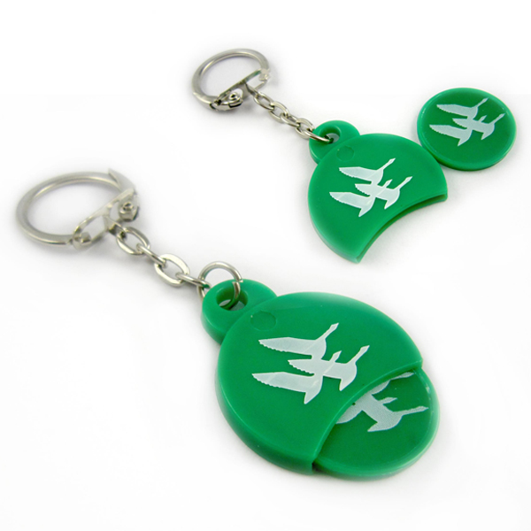 Factory Direct Sale Customized Logo Trolley Coins Keychain Super Market Shopping Token Coins with Keyring