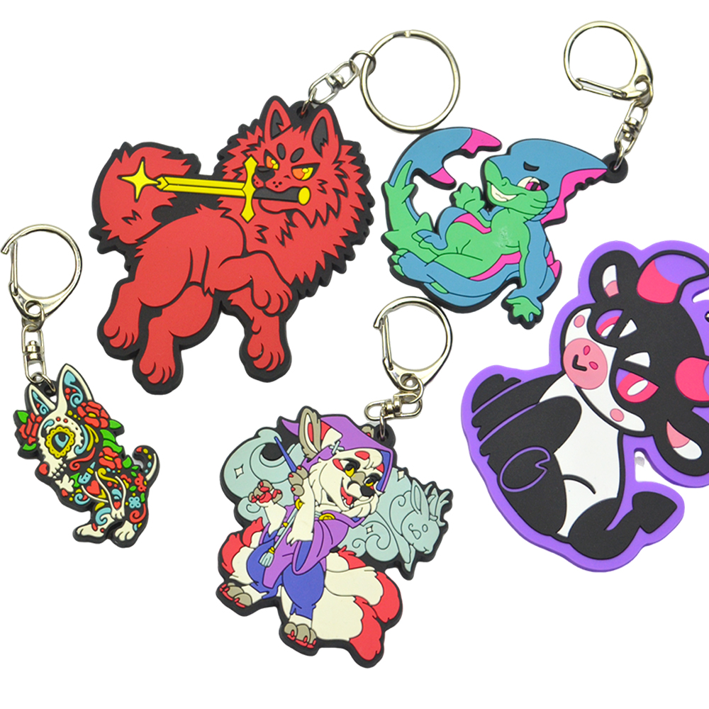 Zhongshan High Quality 2D 3D Personalized Rubber Cartoon PVC Keychain Custom Promotional Carabiners