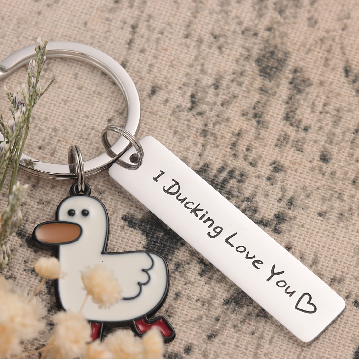 Wholesale Cute Pet Duck Stainless Steel Keychain Creative Little Duck Key Chain Student Backpack Pendant