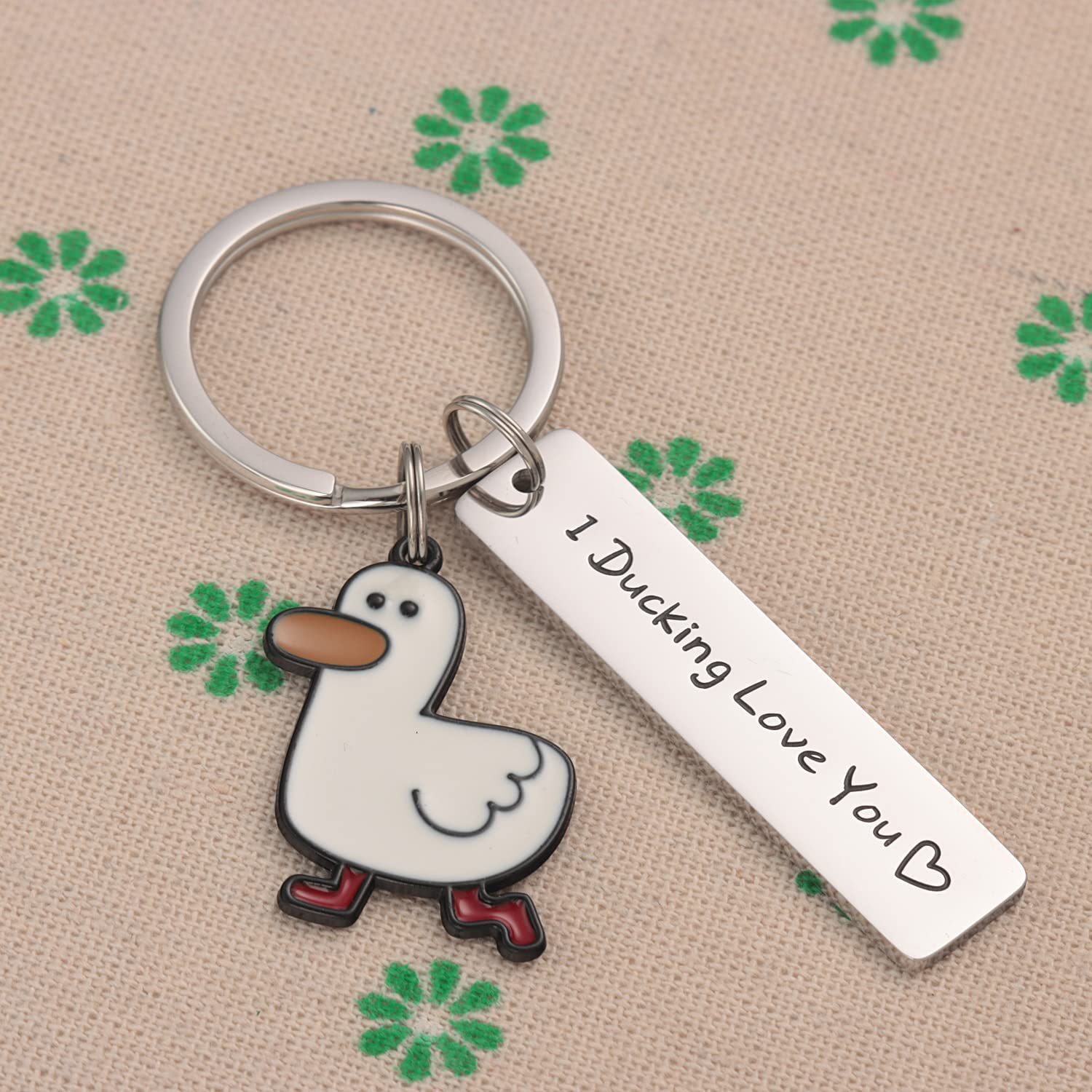 Wholesale Cute Pet Duck Stainless Steel Keychain Creative Little Duck Key Chain Student Backpack Pendant