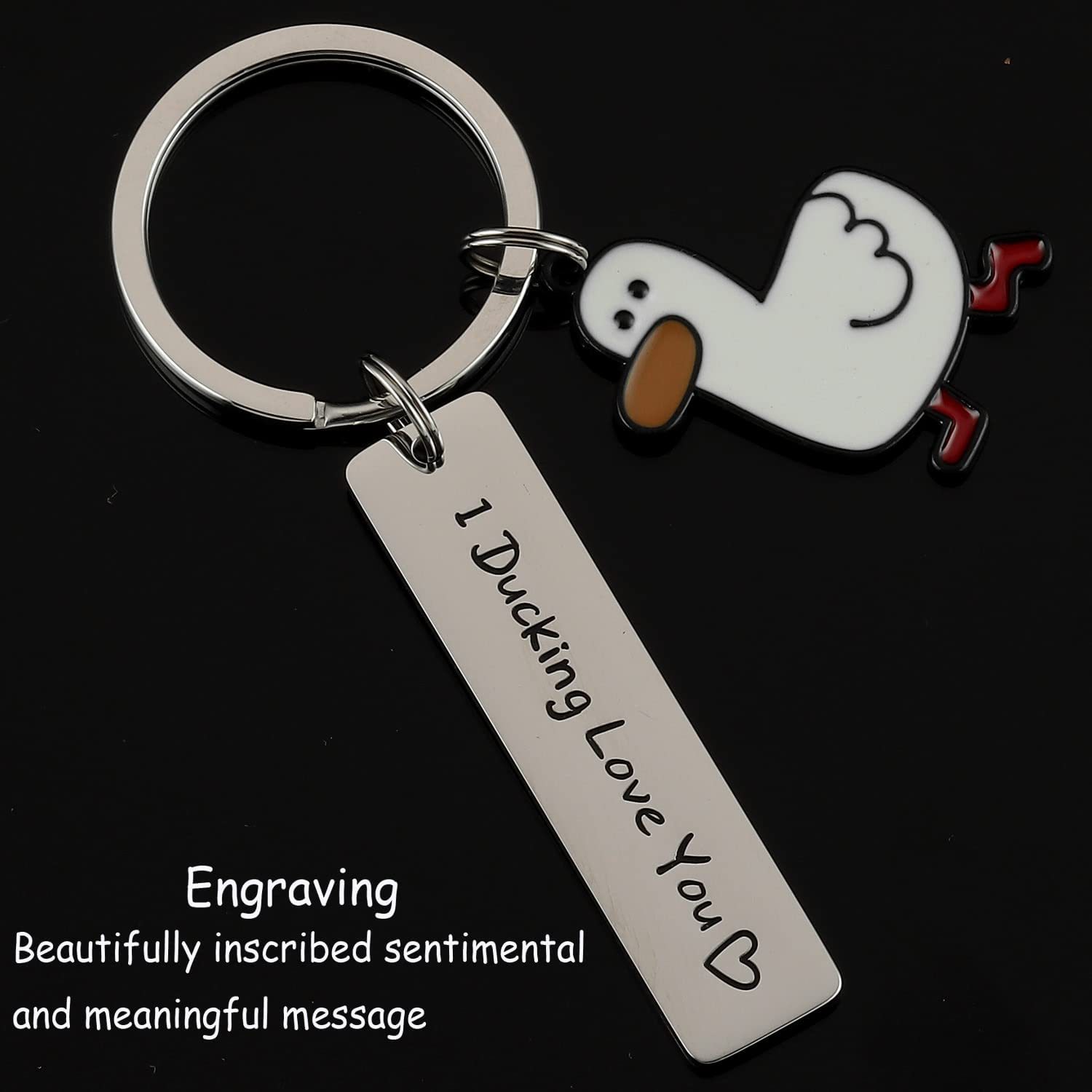 Wholesale Creative Stainless Steel Little Duck Keychain Cute Pet Duck Student Backpack Pendant Promotional Keychains Carabiners