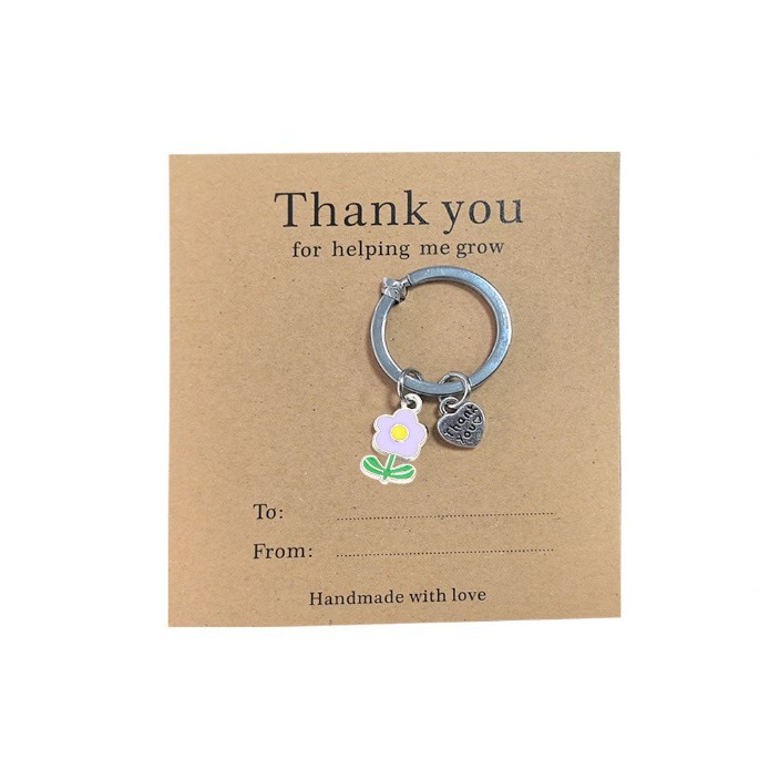 Manufacturer Custom Metal Flower Keychain with Thanks Card Promotional Keychains & Carabiners