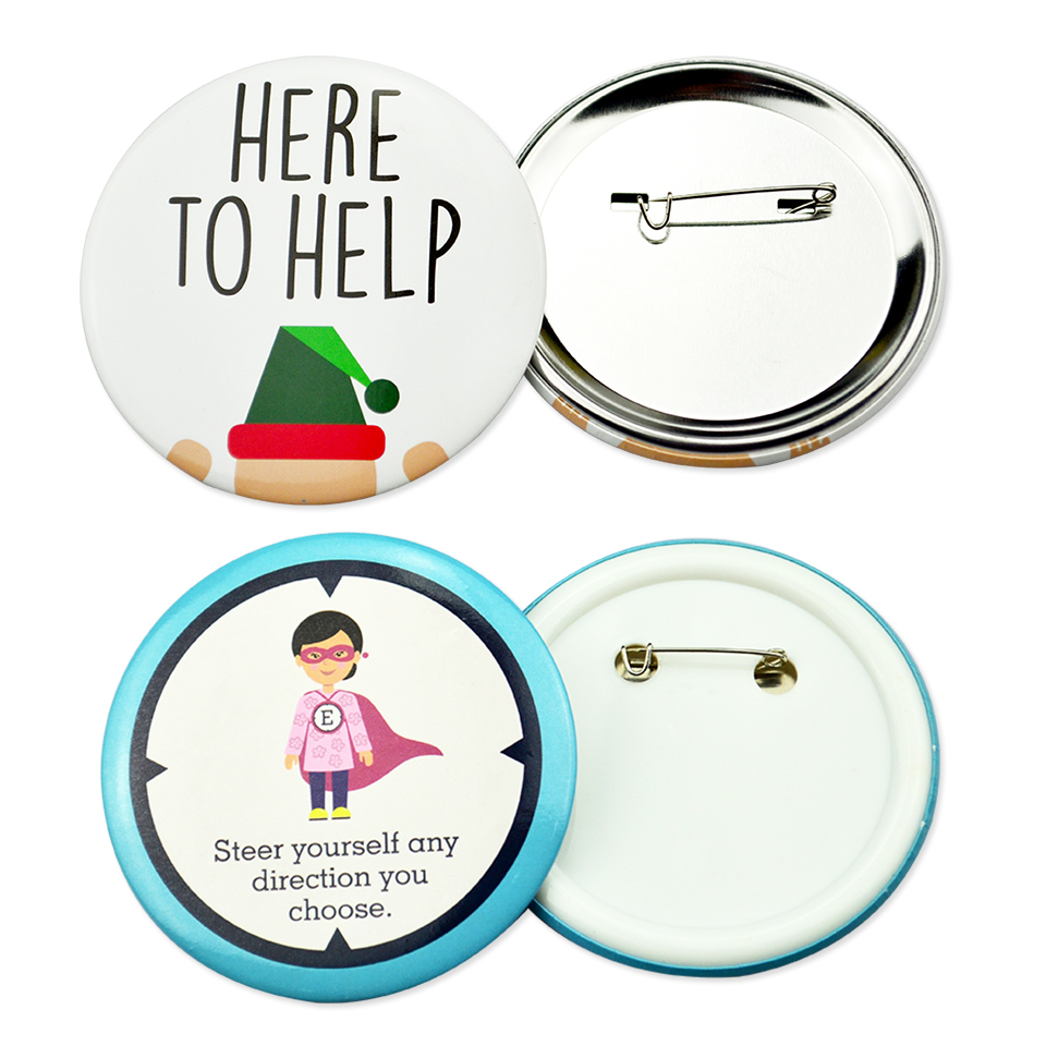 Wholesale Custom Cartoon Conference Badge Safety Pin Attach Custom Clothing Button Pin Badges Pin Sublimation Name Button Maker