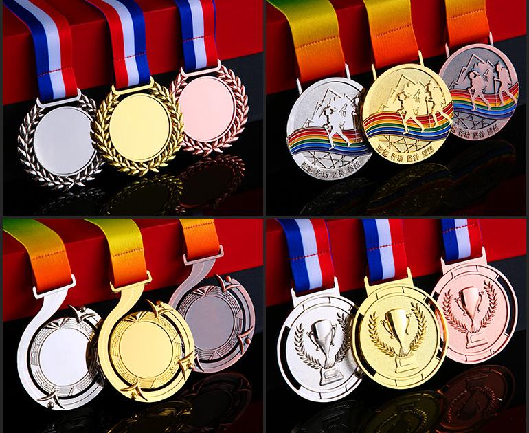 Factory Customizable Logo Awards Blank Metal Medallion Trophies Plated Sports Award Medals With Ribbon
