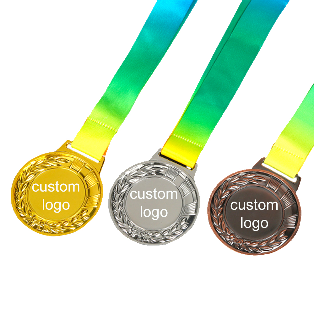 Factory Customizable Logo Awards Blank Metal Medallion Trophies Plated Sports Award Medals With Ribbon
