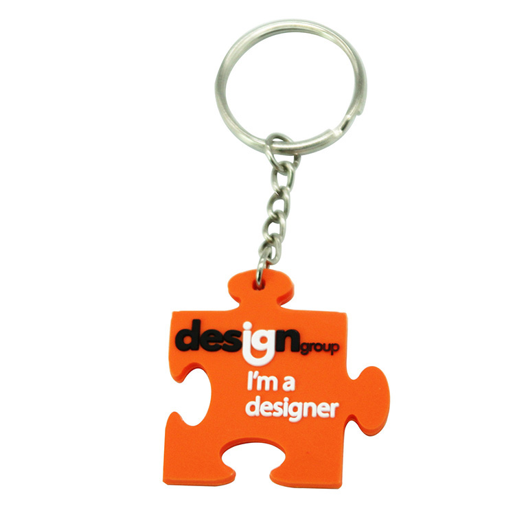 Wholesale Business 2D PVC Alphabet Keychain Custom Personalized Promotional Gift Portable Metal Keyring with Custom Logo