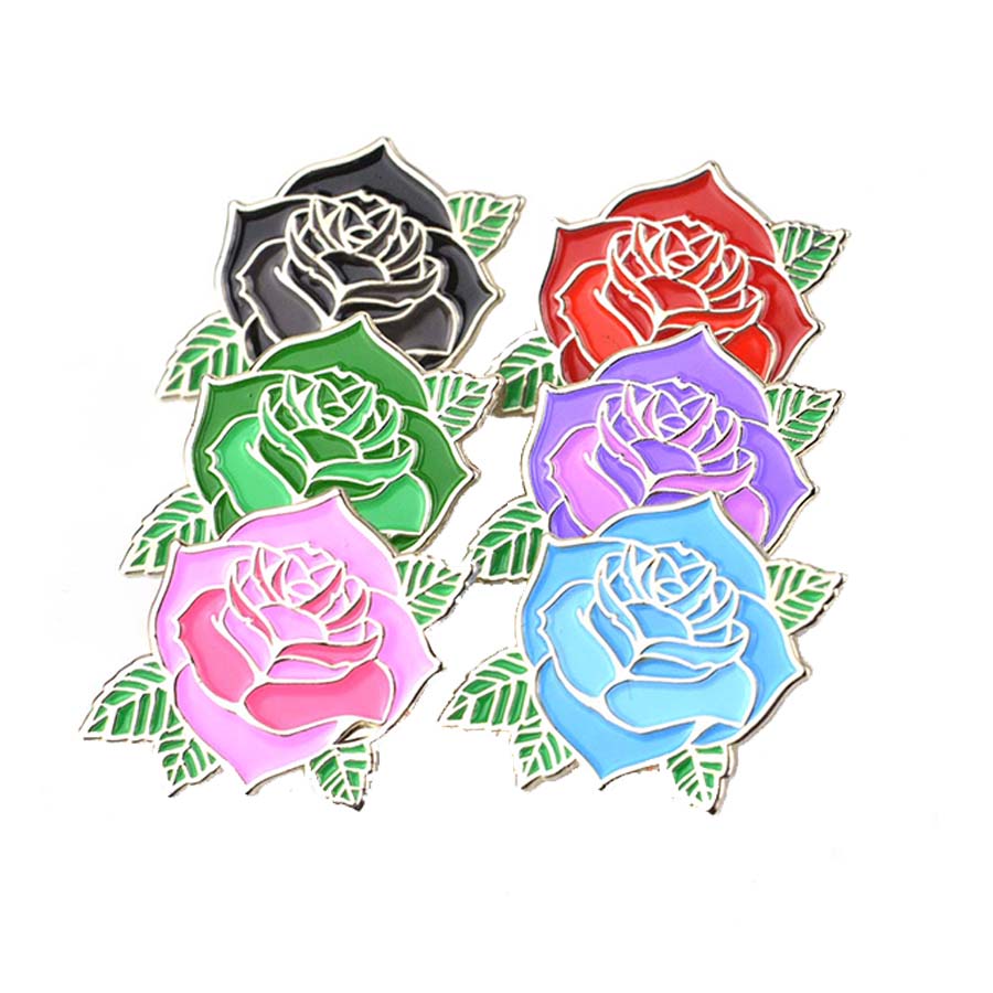 OEM Factory Price Custom Rose Badge Metal Lapel Pins Flower Soft Enamel Pin No Minimum