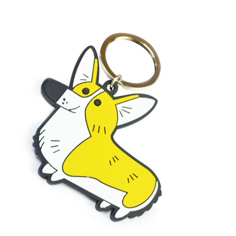 Personalized Custom Logo Digital 2/3D Design Business Eco-Friendly Keychain Mini Bag Key Ring with Rubber and PVC Material