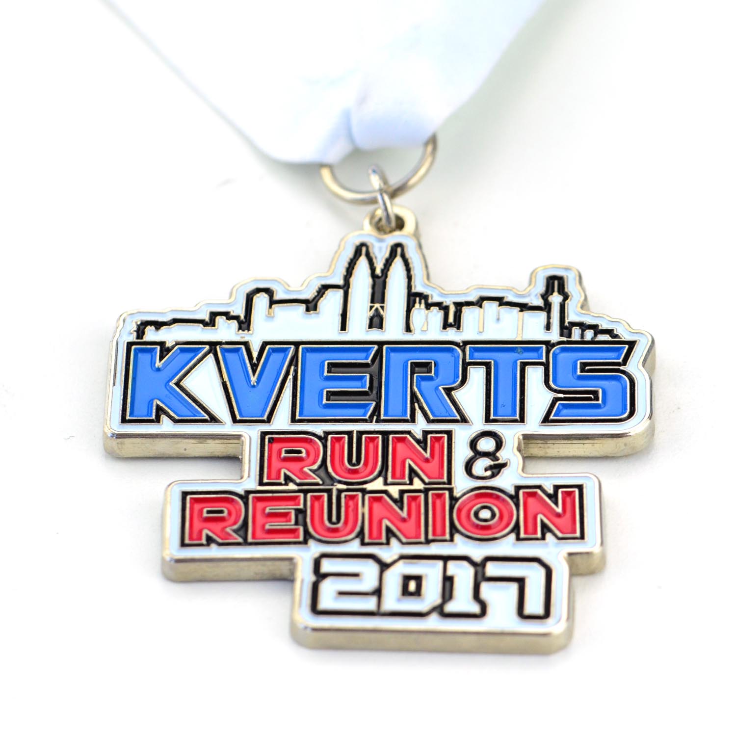 Customized Logo Metal Blank Medal with Red White Blue Ribbon Sports Awards Medals Metal Die-Cast Souvenir