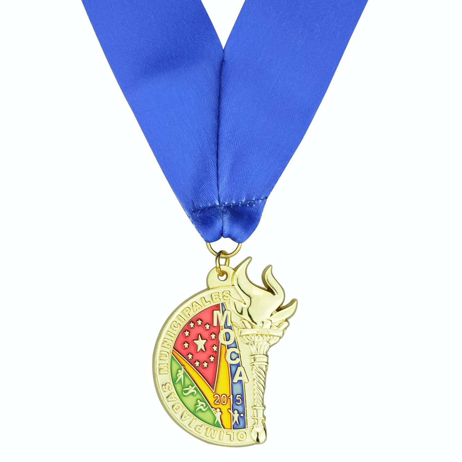 Customized Logo Metal Blank Medal with Red White Blue Ribbon Sports Awards Medals Metal Die-Cast Souvenir