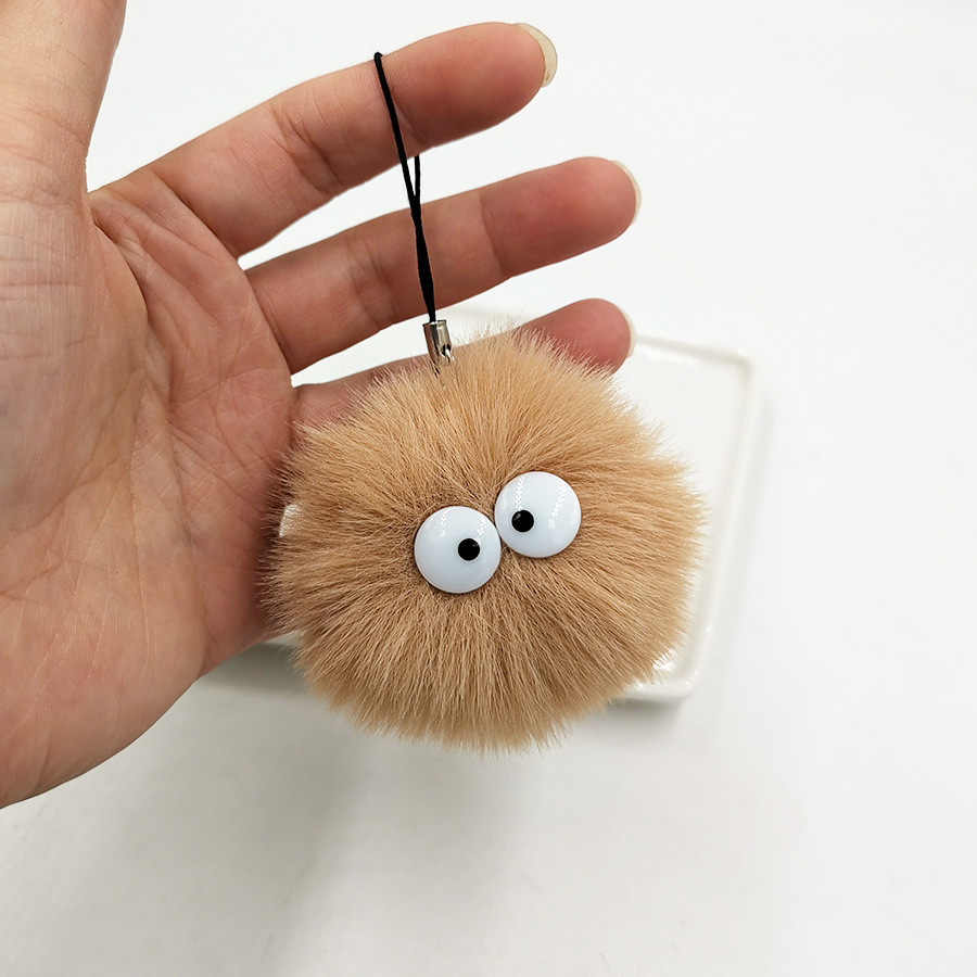 High Quality Custom Cute Little Elf Coal Ball Plush Toy Keychain Portable Earphone Schoolbag Pendant Key Chain