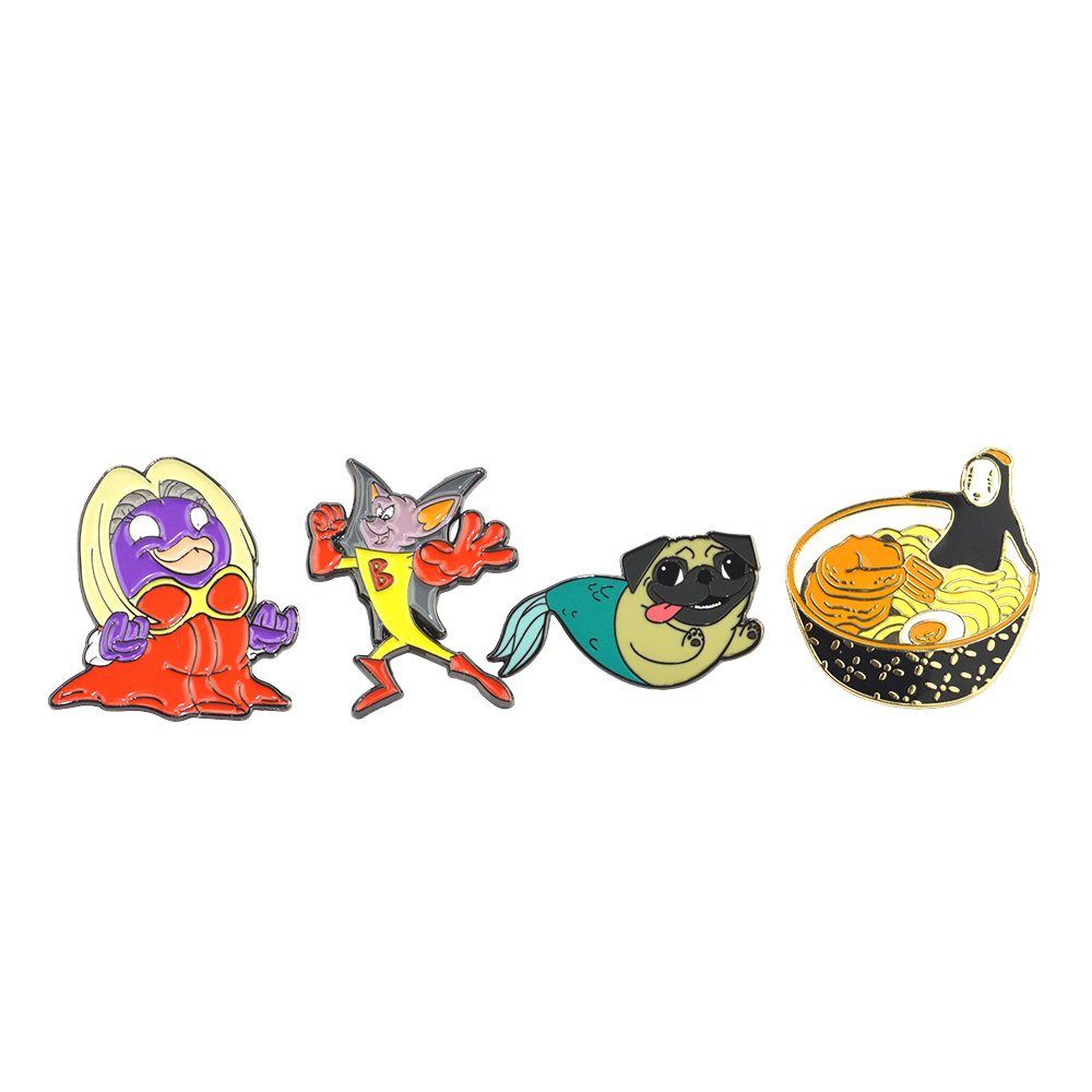 Free Design Enamelled Cute Cartoon Metal Lapel Pins with Fairy Sports Flower Themes