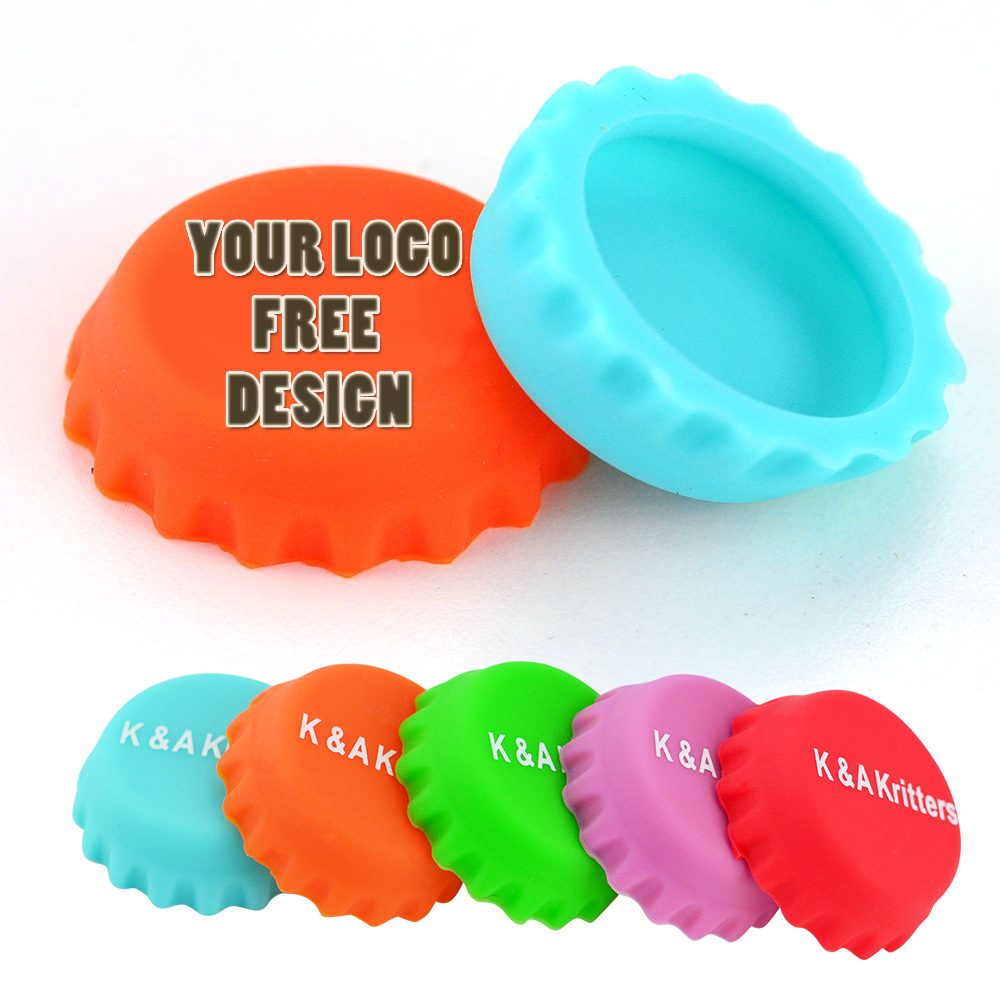 Custom Printing Logo Colorful Silicone Rubber Water Bottle Cap Promotion Beer Bottle Caps Water Bottle Crown Wine Cap