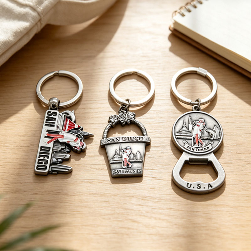 Wholesale Manufacturer Custom logo Metal Italian Charm Key Chain Engraved Keychain with Souvenir City Names