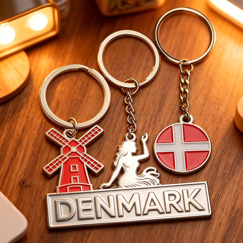 Manufacturer Custom logo Metal Souvenir Country Flag Charms Travel Flag Keychain Charms Custom Loop Keychain