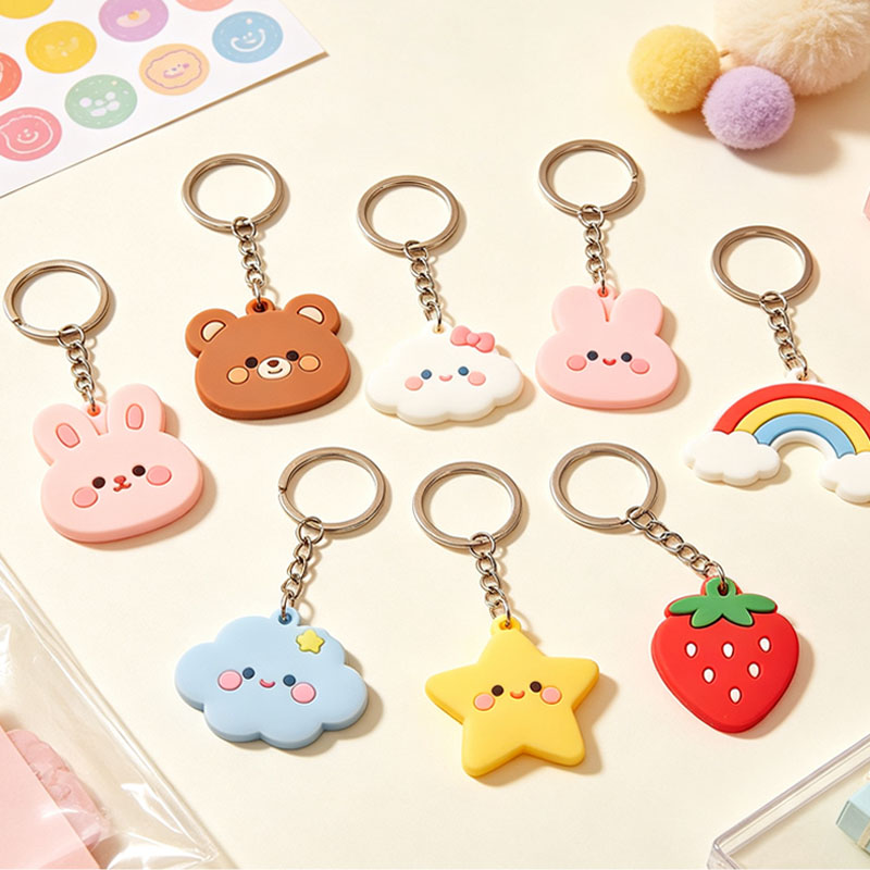 Wholesale Custom Key Chain Personalized Logo Key Ring Design Logo Rubber Soft Pvc Bulk 2d Rubber Keychain Silicone Keyring
