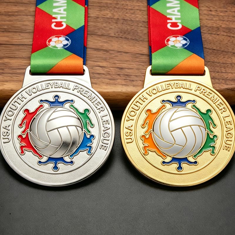 Wholesale Manufacturer Custom logo Size Metal Sport Medal Neck Ribbon Gold Soccer Medals