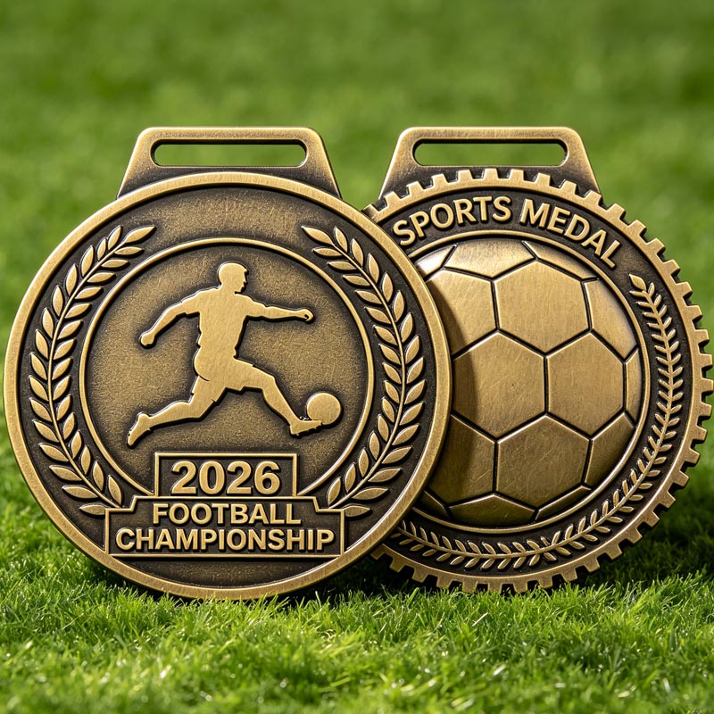 Wholesale Manufacturer Custom logo Size Metal Sport Medal Neck Ribbon Gold Soccer Medals